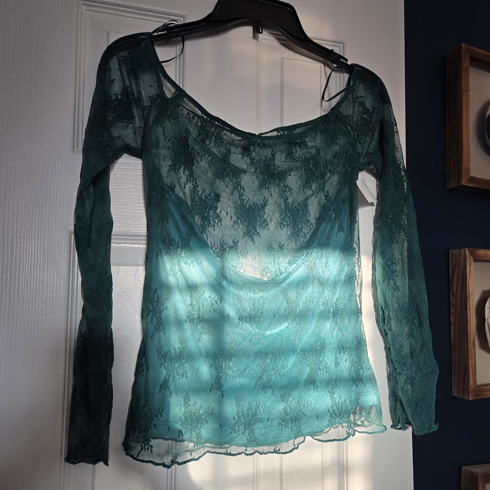 Elodie Teal Lace Blouse